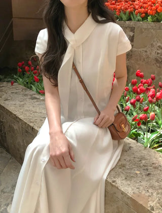 [2 colors] Collared long dress