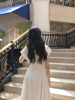 [2 colors] Collared long dress