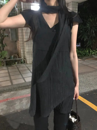 [2 colors][set] Scarf dress set