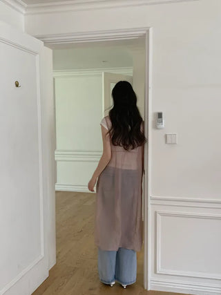 [3 colors] See-through layered dress