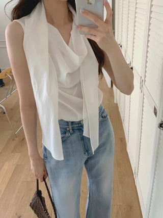 Pendant striped elastic waist shorts