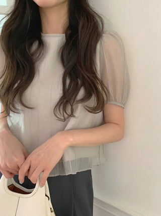 [2 colors] Flower Point Slim T-shirt