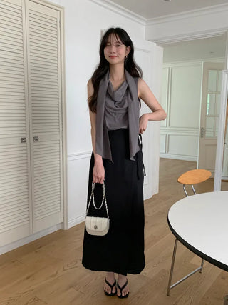 [2 colors] Frill Tiered Long Skirt