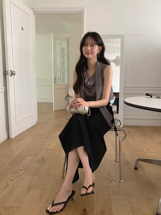 [2 colors] Frill Tiered Long Skirt