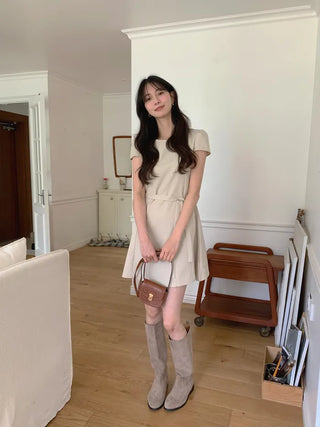 [2 colors] Belt Flexible Dress