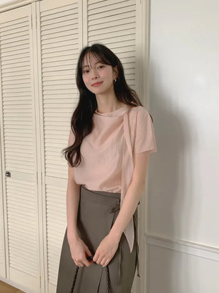 [3 colors] Tie blouse