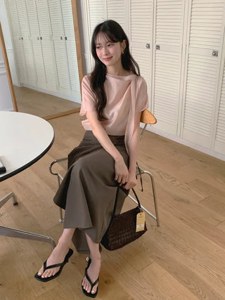 [3 colors] Tie blouse