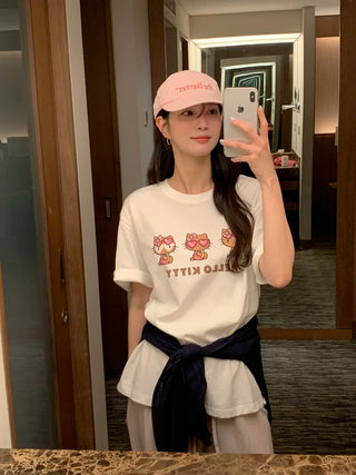[3 colors] Oversized Print T-shirt