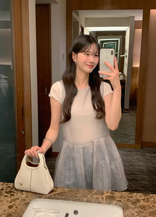 [4 colors] Pleated Layered Dress