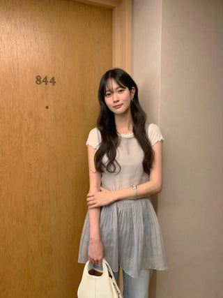[4 colors] Pleated Layered Dress