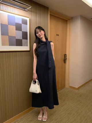 [2 colors] Scarf Sleeveless Dress