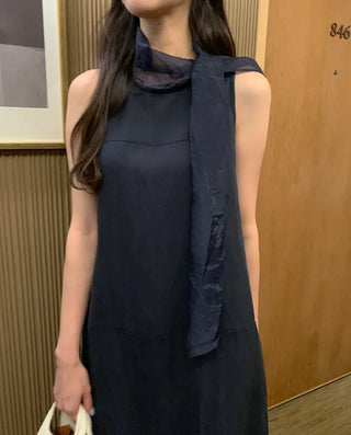 [2 colors] Scarf Sleeveless Dress