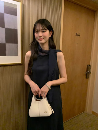 [2 colors] Scarf Sleeveless Dress