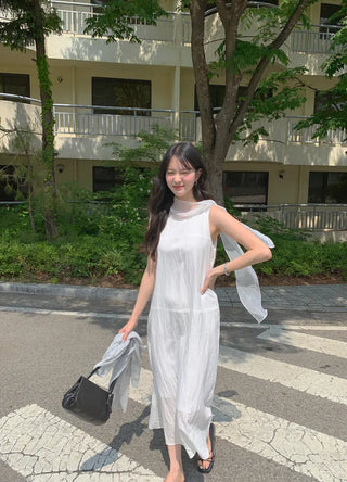 [2 colors] Scarf Sleeveless Dress