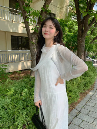 [2 colors] Scarf Sleeveless Dress