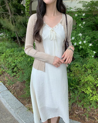 [2 colors] Sleeveless long dress
