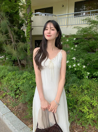 [2 colors] Sleeveless long dress