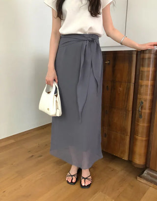 [3 colors] Mid-length skirt