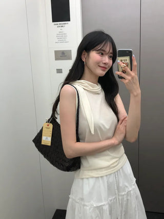 [3 colors] Satin Frill Blouse