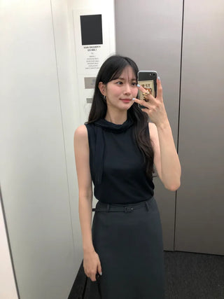 [3 colors] Satin Frill Blouse
