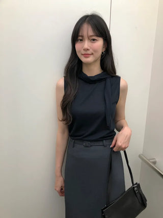 [3 colors] Satin Frill Blouse