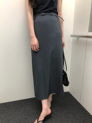 [3 colors] Belted skirt