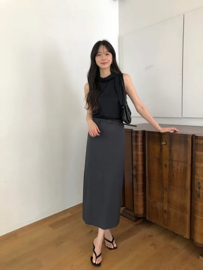 [3 colors] Belted skirt