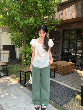 [2 colors] Strap blouse set