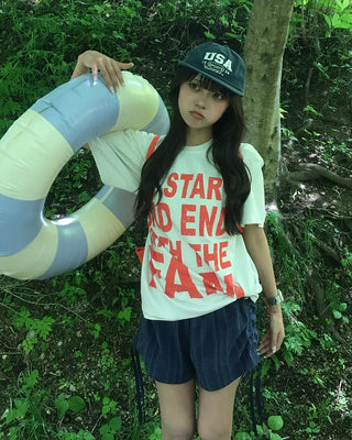 (Unisex) Pigment Wash Half T-Shirt