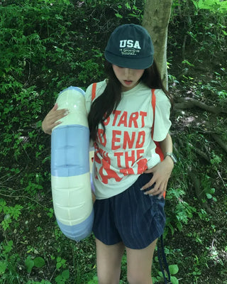 (Unisex) Pigment Wash Half T-Shirt