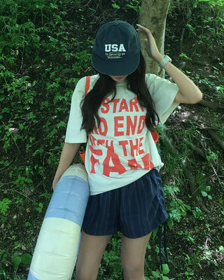 (Unisex) Pigment Wash Half T-Shirt