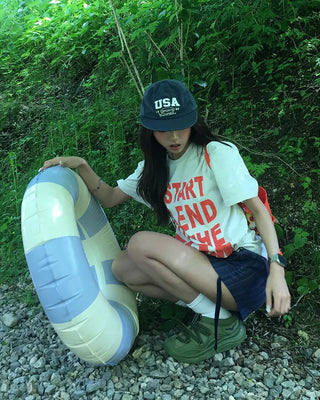 (Unisex) Pigment Wash Half T-Shirt
