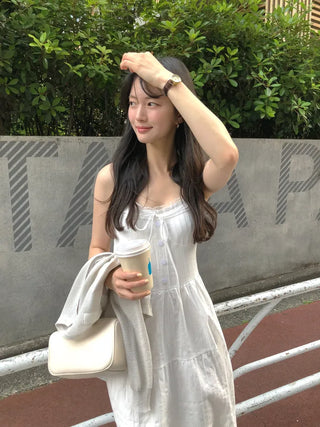 Lace sleeveless long dress