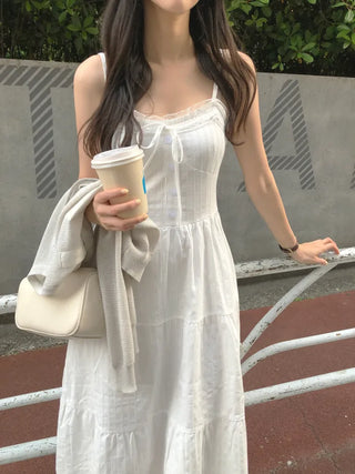 Lace sleeveless long dress