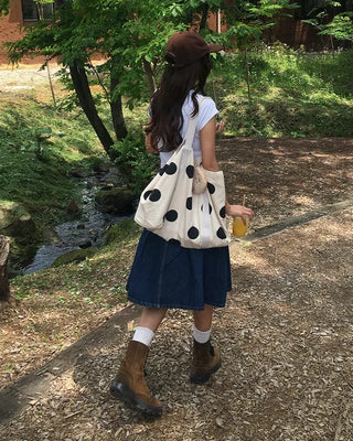 Dart-tucked denim midi skirt