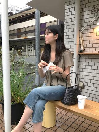 [3 colors] Tie Ribbon Blouse