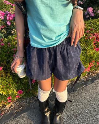 Striped side drawstring shorts
