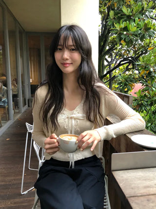 [2 colors] Head Lace Sleeveless Cardigan
