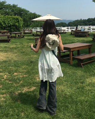 Punching Lace Ribbon Camisole Tunic