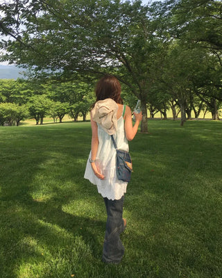 Punching Lace Ribbon Camisole Tunic