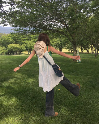 Punching Lace Ribbon Camisole Tunic