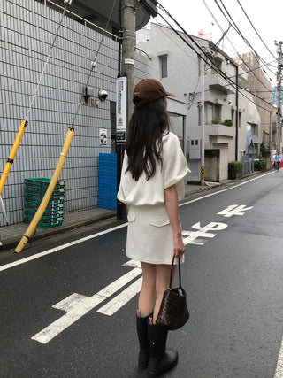 [2 colors] One-shoulder dress