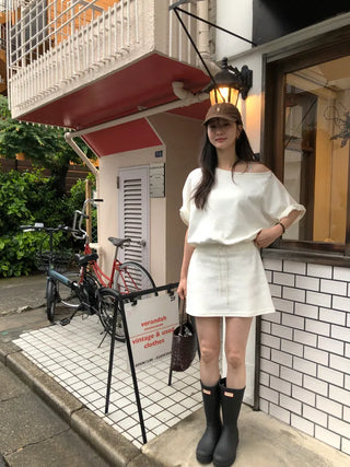 [2 colors] One-shoulder dress