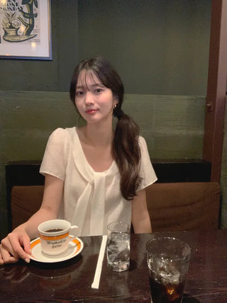 [3 colors] Tie Ribbon Blouse