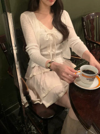 [2 colors] Head Lace Sleeveless Cardigan