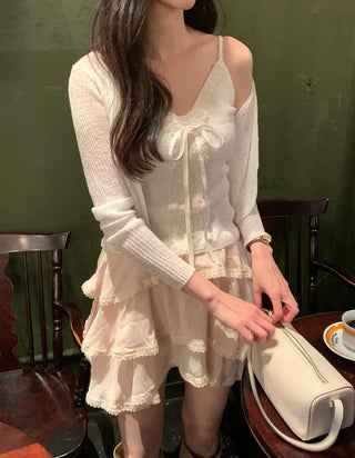 [2 colors] Tiered Lace Skirt