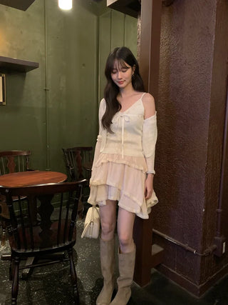 [2 colors] Tiered Lace Skirt
