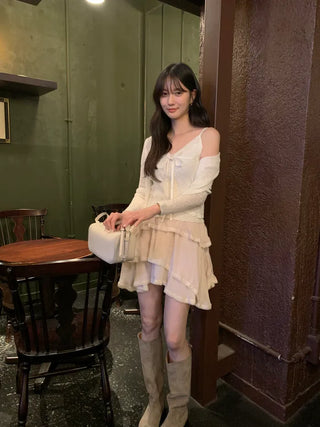 [2 colors] Head Lace Sleeveless Cardigan