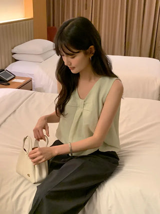 [2 colors] Ribbon balloon blouse