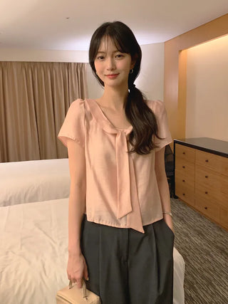 [3 colors] Tie Ribbon Blouse